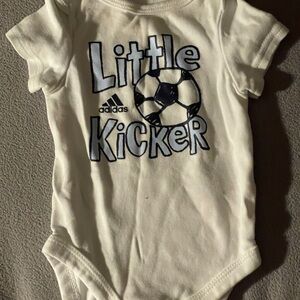 Adidas Cream Baby Onesie with Soccer Graphic